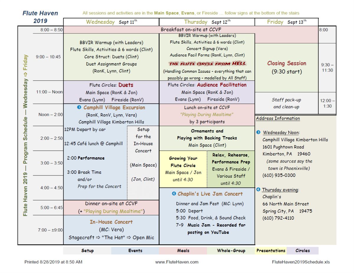Schedule for Flute Haven Native Flute School