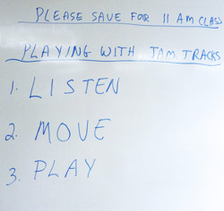 A whiteboard at Flute Haven 2012